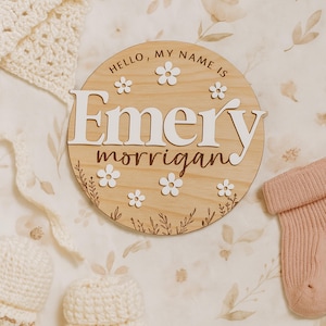 Personalized Retro Baby Name Announcement, Acrylic Baby Name Announcement Sign, Custom Baby Name Plaque,  Newborn Photo Prop