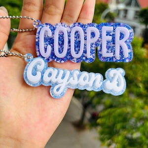 Personalized Acrylic Keychain, Acrylic Name Tag, Backpack Name Tag, Diaper Bag, Custom Name Keychains, Lunchbox Name Tag