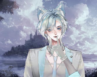 Modelo Live2D 【Versión azul lobo gris】 Modelo VTuber