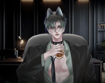 Live2D Model 【Wolf Jack Green Ver.】 VTuber Model 【2D Avatar】