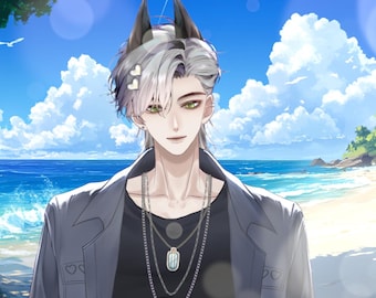 Modelo Live2D 【Doberman Gray Summer Ver. (Tres Formas)】 Modelo VTuber