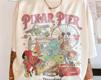 Retro Pixar Pier Disneyland Comfort Colors Tee, Meet Me at Pixar Pier Family Matching Shirt, Pixar Fest Vacation Gift, Disney Trip 2026