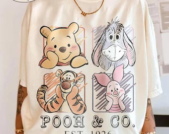 Comfort Colors Retro Winnie the Pooh and Friends Shirt, Pooh Co 1926 Vintage Disney Tee, Tigger Piglet Eeyore, Family Trip Disneyland Gift