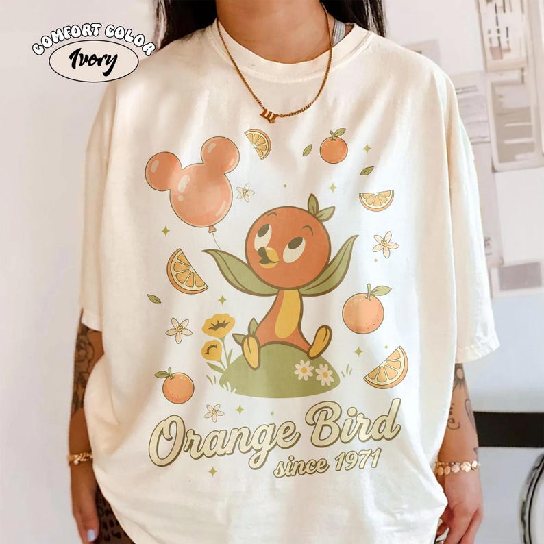 Vintage Disney Orange Fågelskjorta, Epcot Flower and Garden Festival 2026 T-shirt, Retro Walt Disney World Citrus Bird-skjortor, Disneyland-resa Ivory/Natural/Sand