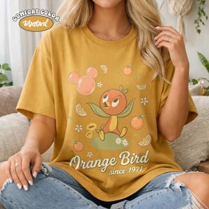 Vintage Disney Orange Fågelskjorta, Epcot Flower and Garden Festival 2026 T-shirt, Retro Walt Disney World Citrus Bird-skjortor, Disneyland-resa Mustard/Yellow