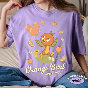 Vintage Disney Orange Fågelskjorta, Epcot Flower and Garden Festival 2026 T-shirt, Retro Walt Disney World Citrus Bird-skjortor, Disneyland-resa Violet