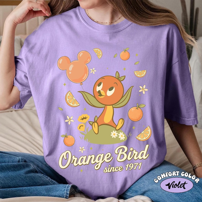 Vintage Disney Orange Fågelskjorta, Epcot Flower and Garden Festival 2026 T-shirt, Retro Walt Disney World Citrus Bird-skjortor, Disneyland-resa Violet
