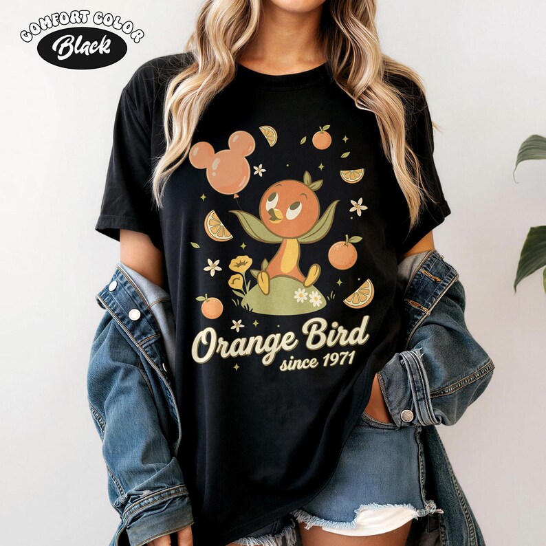 Vintage Disney Orange Fågelskjorta, Epcot Flower and Garden Festival 2026 T-shirt, Retro Walt Disney World Citrus Bird-skjortor, Disneyland-resa Black