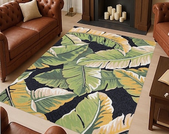 Green Floral Velvet Area Rug, Washable Farmhouse Carpet