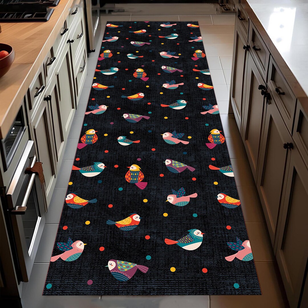 Patterned Rug Kids Colorful Bird Pattern Kids Runner Rug, Cute Nursery & Playroom Carpet ...