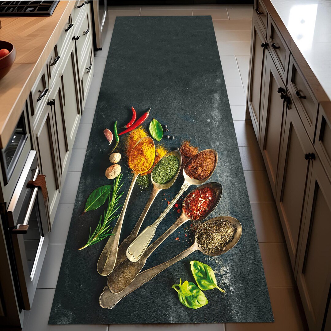 Dark Kitchen Rug Black Kitchen Runner Rug: Velvet Kilim Style, Non-slip, Washable ...