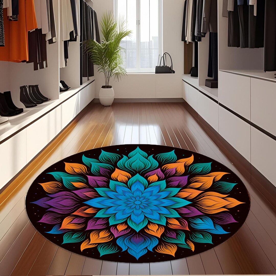 Colorful Folded Rug Colorful Floral Round Rug: Modern Abstract Design, Velvet Surface - Etsy