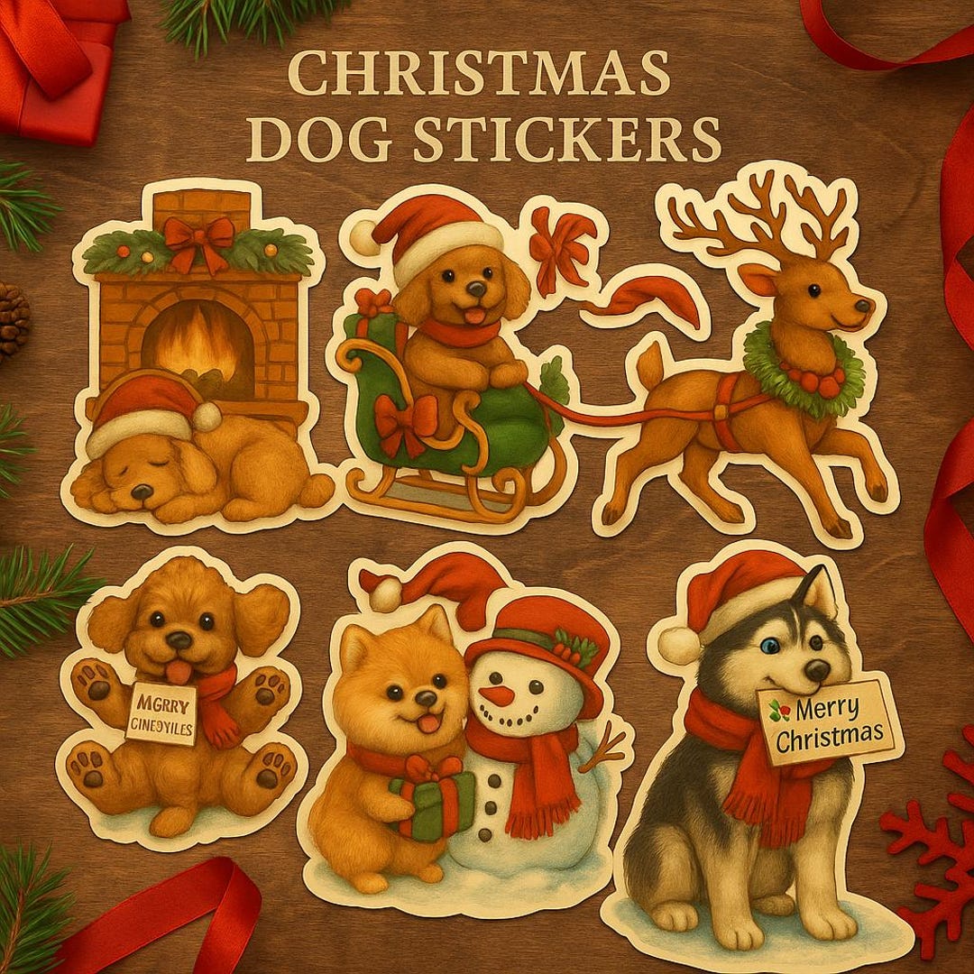 Christmas Dog Clipart Bundle | PNG SVG | Seasonal Pet Stickers | 30 ...