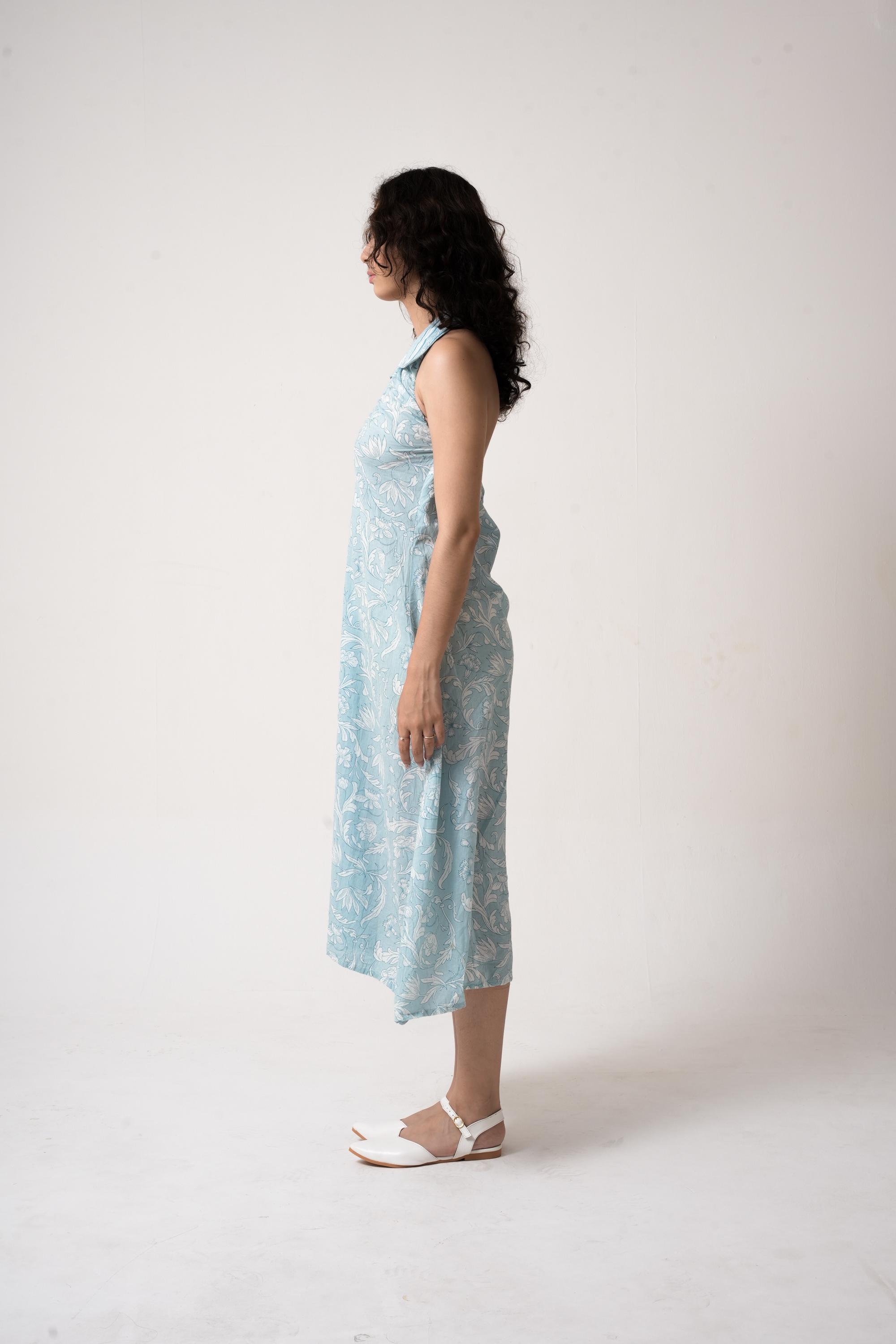 Noa Halter-Neck Collared Maxi Dress - Backless A-Line Summer Dress - Soft Breathable Fabric for Elegant Women's Wear - Gift for Her