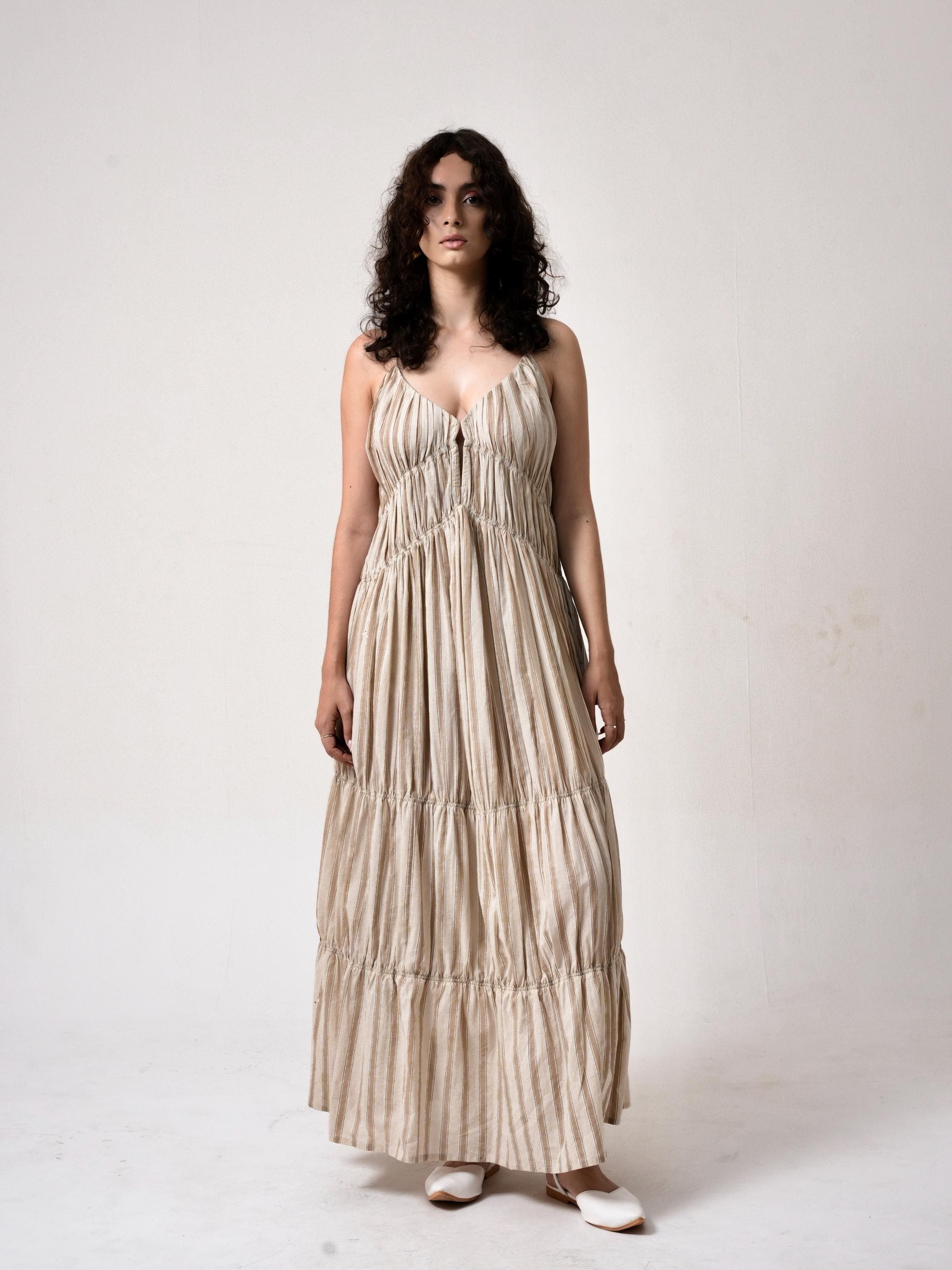 slim fit dress slacks vertical lines midi dress – mode