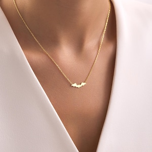 925 Sterling Silver Bat Necklace: Gothic Halloween Witch Jewelry