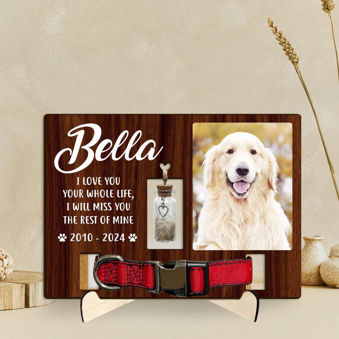 Personalized Pet Memorial Wood Frame With Collar Holder - Etsy Australia