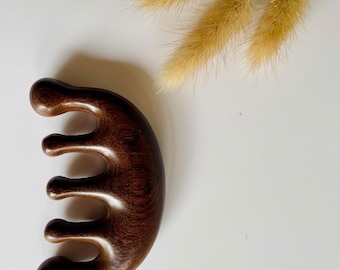 Sandalwood Scalp & Massage Comb, Handmade Wooden Hair Comb, Wide Tooth Detangler, Self Care Gift