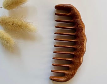 Engraved Anti-static Wooden Comb - Handmade Hair Therapy Tool