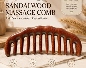 Engraved Anti-static Wooden Comb - Handmade Hair Therapy Tool