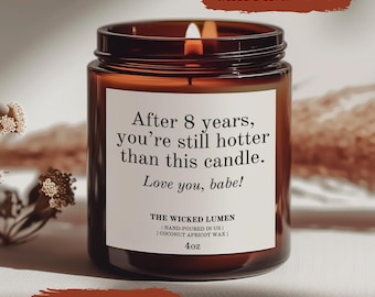 8th Wedding Anniversary Candle: Personalization & Scent Options Available