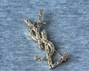 VTG Gucci GG Vintage Gold Bee Brooch Fly Pin GG Monogram Pearl