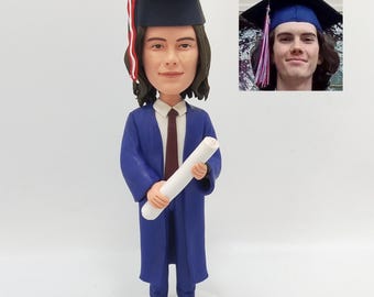 Benutzerdefinierte PhD graduierte Bobblehead - personalisiertes Abschlussgeschenk für Doktor, Gelehrte Figur