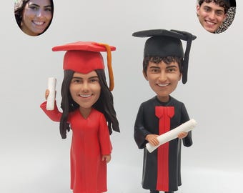 Personalisierte Graduierung Bobblehead vom Foto - Personalisierte graduierte Paar Figur