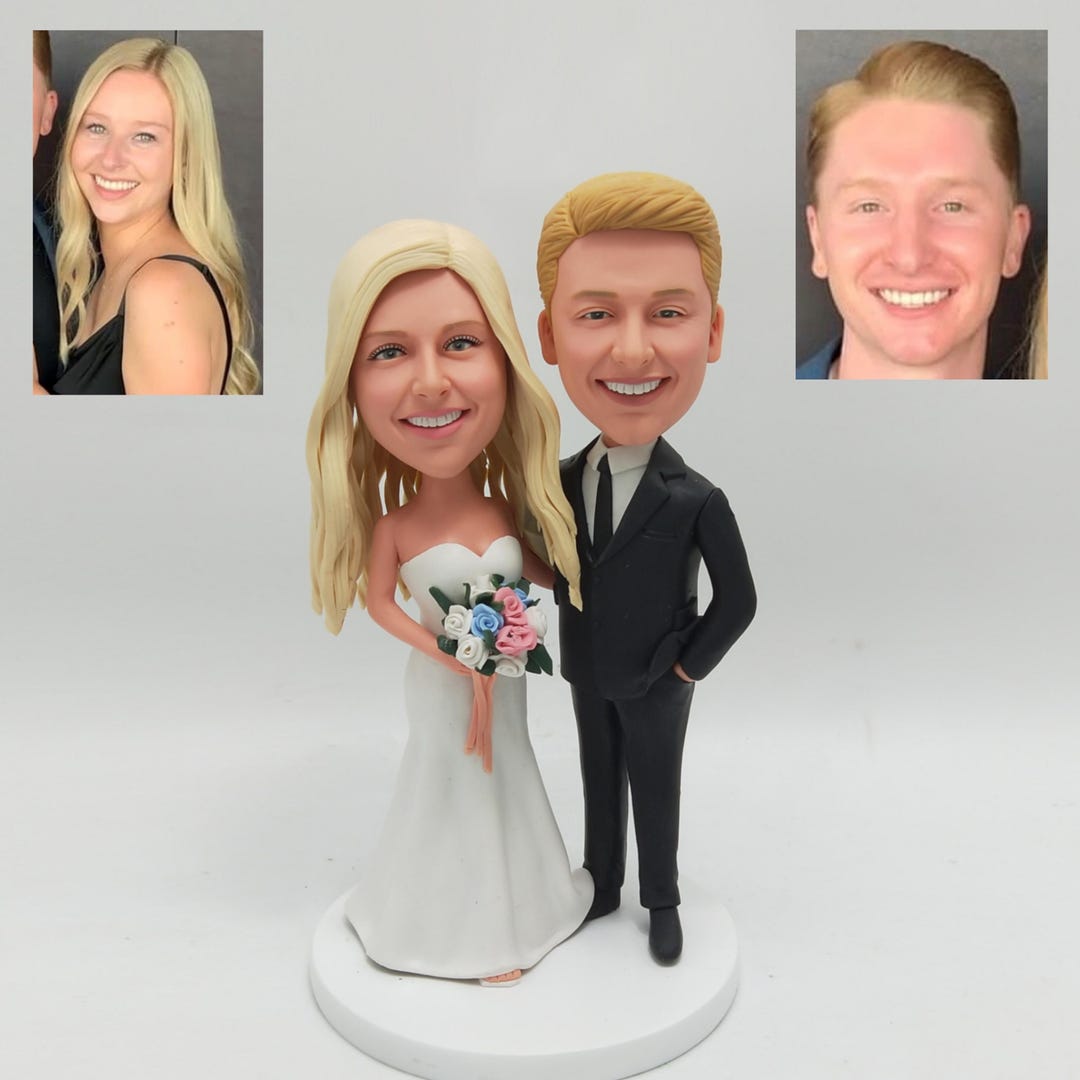Personalized Bride and Groom Bobblehead – Custom Wedding Cake Topper ...