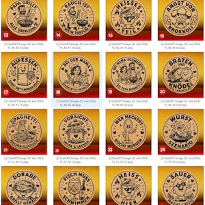 Kurken onderzetters met leuke designs. Diameter 19 cm. Aantal en design naar keuze. Designs 13 t/m 28.