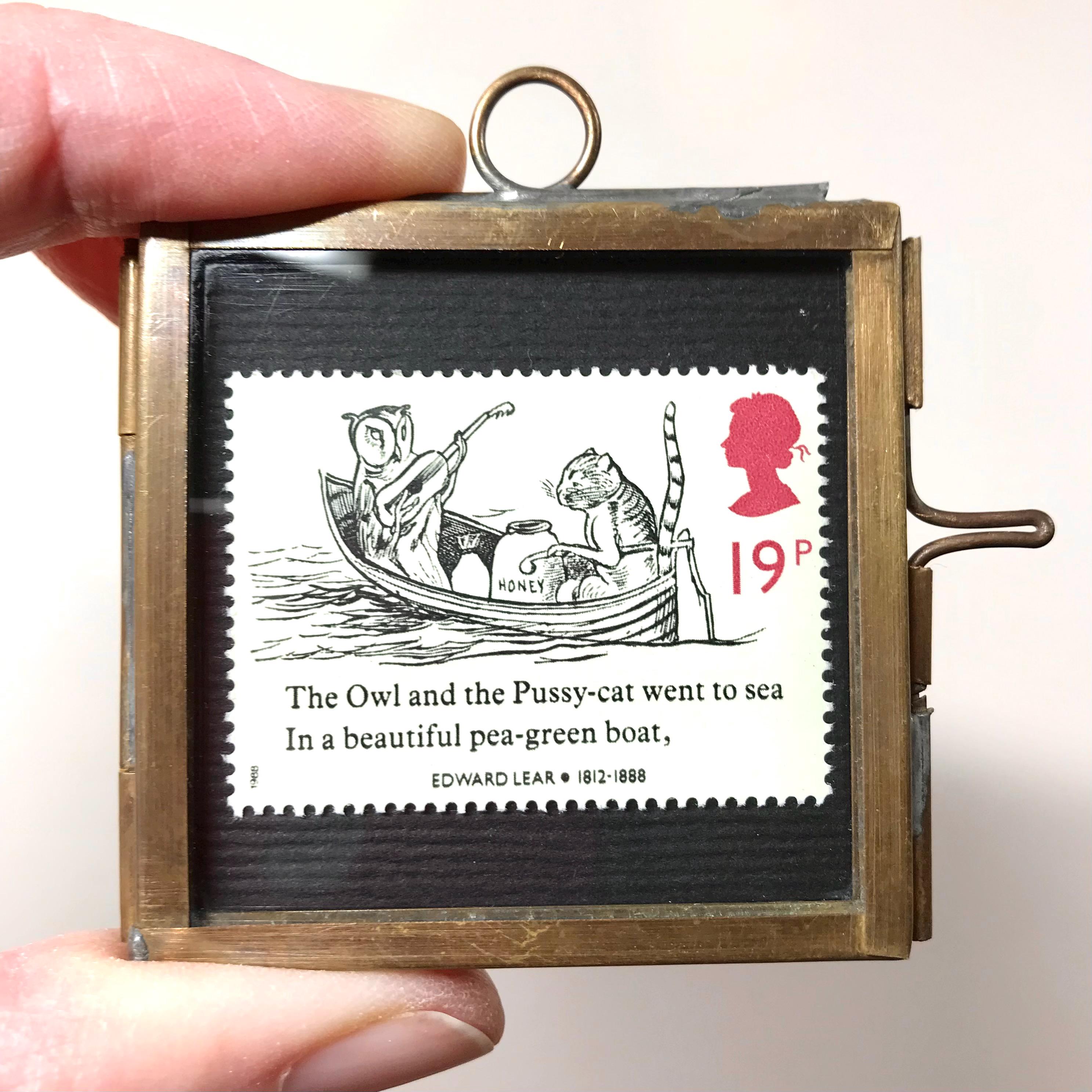 Mini-Framed British Postage Stamp: The Owl and the Pussy-cat, Edward Lear
