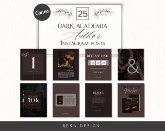 Dark Academia Author Instagram Posts | 25 Canva Templates for Writers