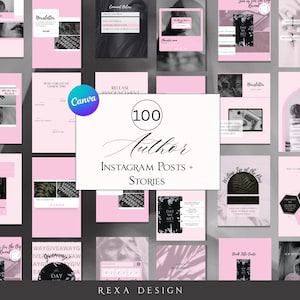 Author Instagram Templates: Pink Posts & Stories (Canva)
