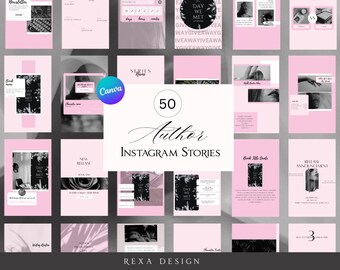 50 Pink Autor Instagram Story Vorlagen | Canva Vorlagen für Writer