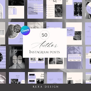 50 Purple Author Instagram Post Templates | Writing, Books, Character Building, Reader Engagement