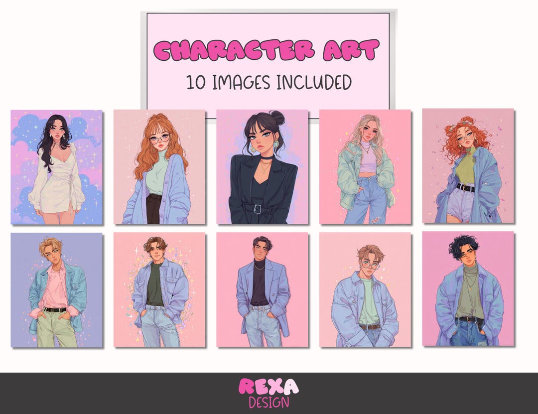 Rom Com Character Art Pack: Ten Illustrated Characters With Cutouts for ...