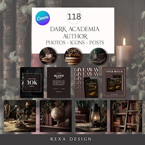 Dark Academia Author Branding Kit | 118 Photos, Instagram Posts & Icons for Writers