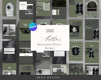 Autor Instagram Templates: Grüne Posts & Stories (Canva)