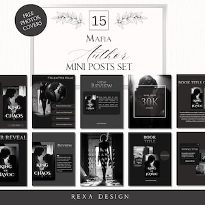 15 Mafia Author Instagram Posts | Mini Promo Kit | Templates for Writers & Book Promotion
