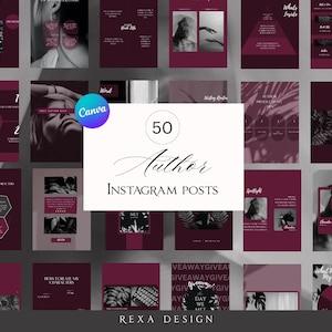 50 Purple Author Instagram Post Templates | Writing, Books, Character Building, Reader Engagement