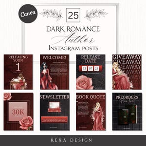Dark Romance Author Instagram Post Templates | Canva Book Promo (Digital Download)