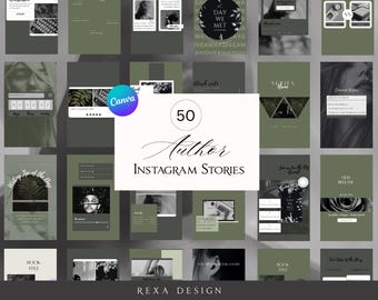 50 Grün Autor Instagram Story-Vorlagen | Canva Vorlagen für Writer