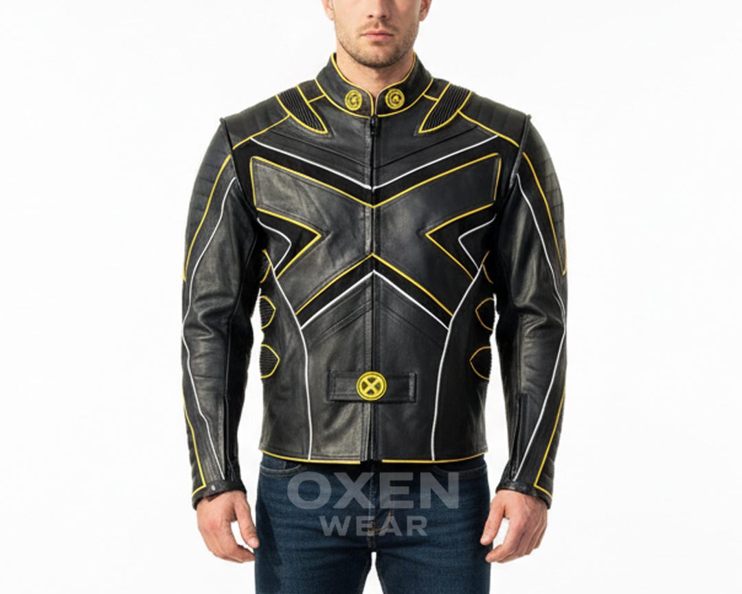 X-men Wolverine Men's Leather Jacket – Black Biker Cosplay, Hugh