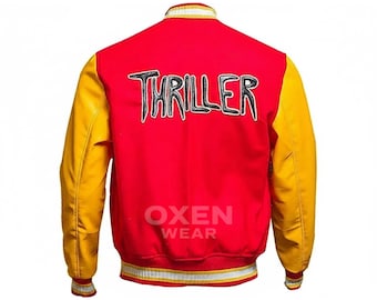 Ultimate Michael Jackson Thriller Jacket – Red Wool Varsity Bomber