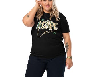 Camiseta gráfica Agape Love, camiseta cristiana de algodón orgánico