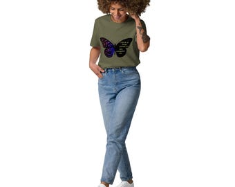 Camiseta inspiradora Filipenses 4:13, camiseta de mariposa, ropa con versículo bíblico, regalo para ella, camiseta de algodón orgánico con positividad