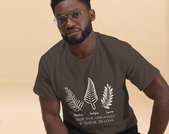 Camiseta clásica unisex de algodón "Fe, Esperanza y Amor"