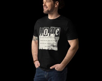 Camiseta de algodón orgánico Hope, inspirada en un versículo bíblico cristiano