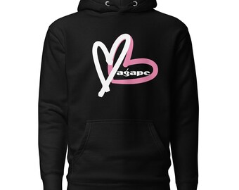 Sudadera con capucha Corazón Ágape, Sudadera cristiana unisex