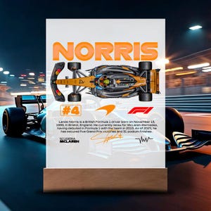 Led acrylic plaque - formula 1 - norris l 2